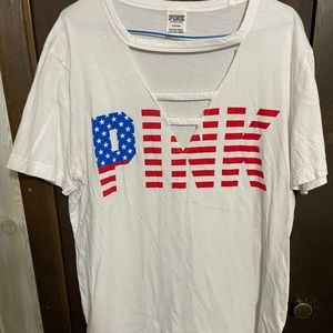 PINK american flag v neck strappy shirt